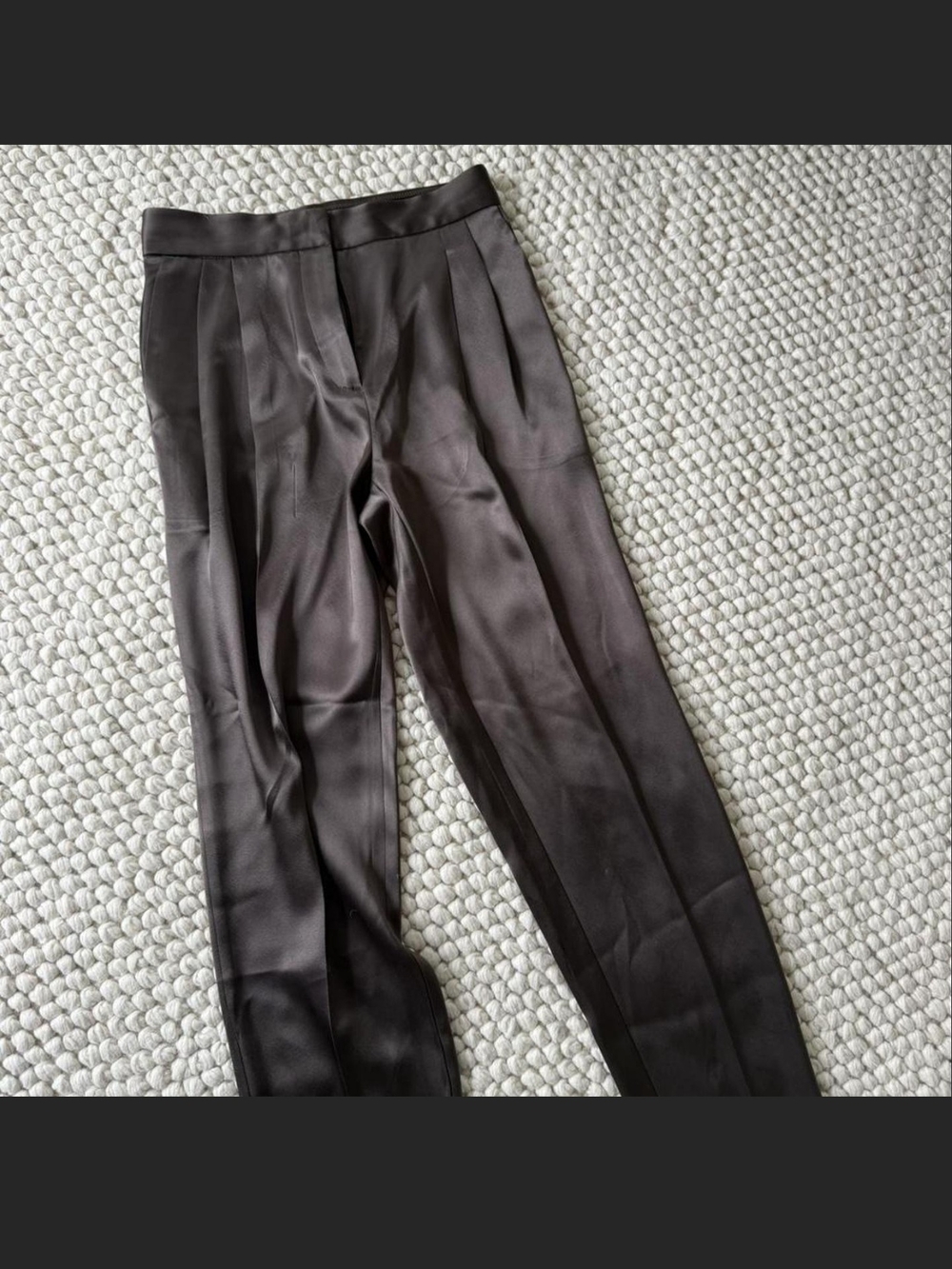 Babaton Satin Wide-Leg Pants in Charcoal Brown